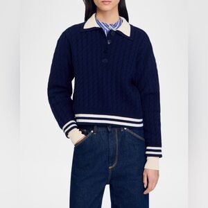 Sandro Wool Cashmere Fred Polo Cable Sweater